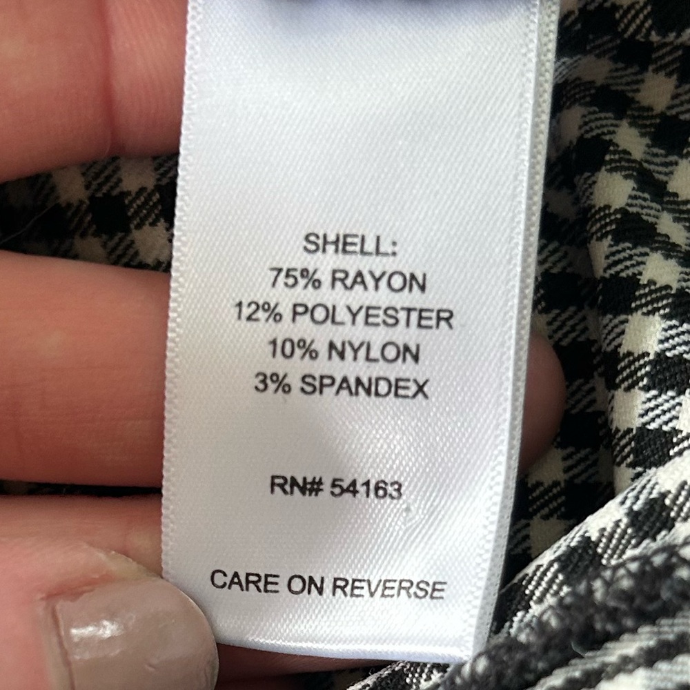 TOMMY HILFIGER Gingham Pants Black Skinny Office Teacher Preppy Old Money Size 6 - Picture 11 of 12